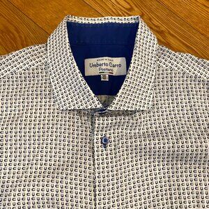 Men’s UMBERTO CARRO POSITANO Dress Shirt Size 19.5 48 Horse Shoe Made in Italy